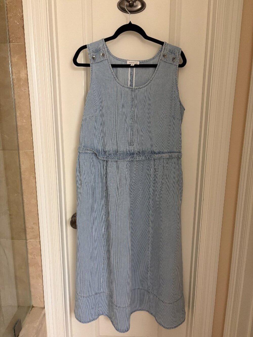 Dress 100% cotton, blue striped dress with pockets